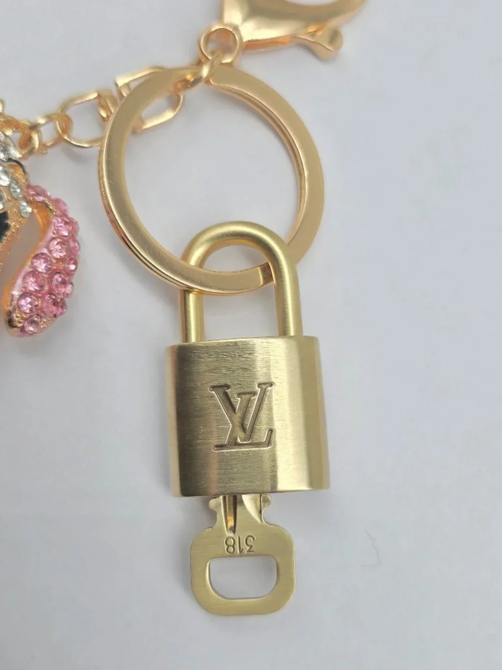 Authentic Louis Vuitton Gold Lock 🔒 Unbranded Dog Keychain Bag Charm LV